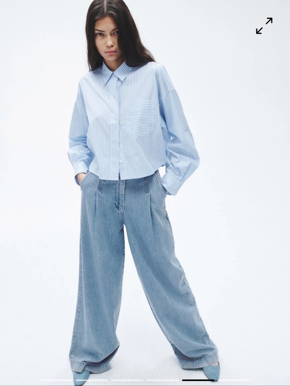 Rag & Bone Featherweight Abigale Pleated Wide Leg Jeans Billie Blue 28